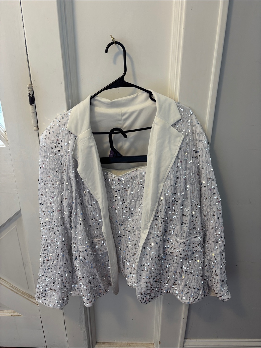 SHEIN White Sequined Women's Blazer  with shorts